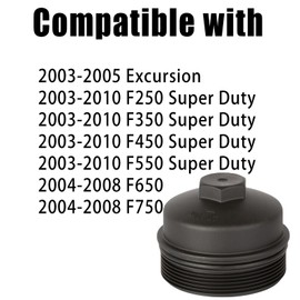 GETOPAUTO 3C3Z6766CA Oil Filter Cap Compatible with Ford 6.0 6.4 Powerstroke 2003-2010 F250 F350 F450 F550 Super Duty,2003-2005 Excursion,6.0L 6.4L Diesel Replaces EC-781,3C3Z-6766-CA (Set of 2)
