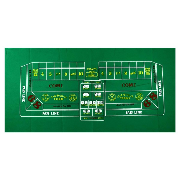 Craps Table Top Felt Layout - 36" x 72" Rectangle