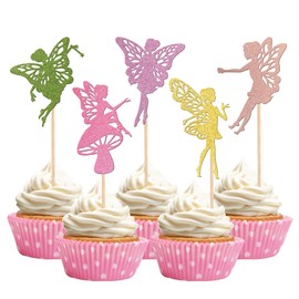 30 piezas de adornos para cupcakes de hadas con purpurina, diseño de ángel y hada, para decoración de cupcakes de ballet para bodas, despedidas de soltera, baby shower, fiestas de cumpleaños, decoración de pasteles coloridos
