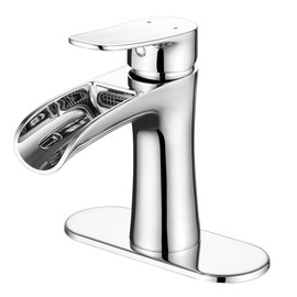 VOTON Chrome Bathroom Faucets Single Handle Waterfall Sink Faucet One Hole or Three Holes with Deck Mount Vanity Farmhouse RV Vessel Basin Faucet