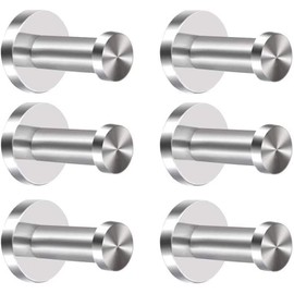 COOLKITALENT 6 Ganchos de Pared de Acero Inoxidable para Colgar Ropa y Toallas u Otros Artículos en la Cocina, El baño y el Dormitorio Principal con Fijaciones de Tornillo