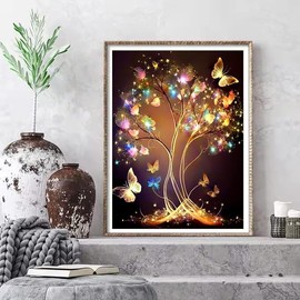 Glitter Tree 5D Diamond Painting Tree of Life, Glitter Tree Diamond Painting for Adults and Children, Wall Decoration for Living Room, Bedroom & Office, Beginner-Friendly and Advanced Users (30 x 40