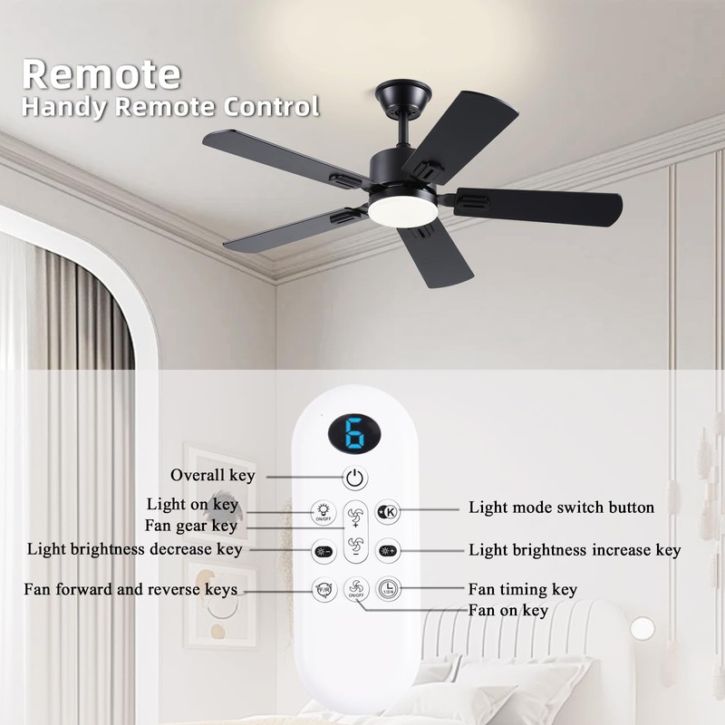 FUMLTP 42 inch Modern Ceiling Fans with Lights APP/Remote Control,