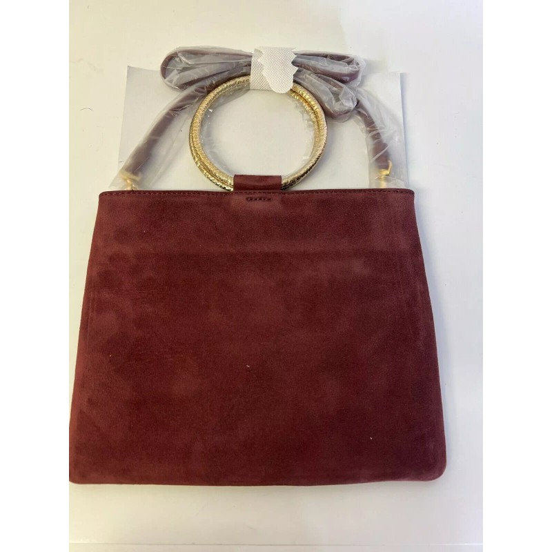 Thacker Le Pouch Leather Bag Gold Hammered Ring Handle Leather