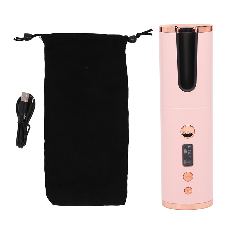 Automatic Curling Iron Cordless Ceramic Rotating LCD Display Rechargeable 4000mAH