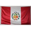 FLAG OF PERU WITH SHIELD. PREMIUM SATIN QUALITY. LARGE SIZE