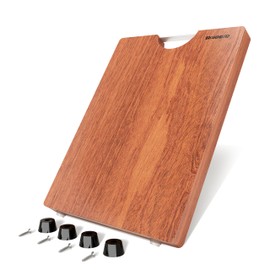 Brosisincorp Solid Sapele Wood Cutting Board - Large 15.74" x 11.81" x 1.18" Thick, Non-Toxic, Heavy-Duty Butcher Block with Rubber Feet for Kitchen