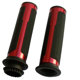 MotorToGo One Pair Red Motorcycle 7/8" Handlebar Grips Gel with Throttle Tubes Compatible for 2003 Yamaha YZF R6