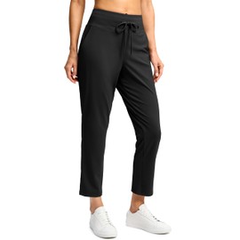 G Gradual Pants for Women High Waisted Golf Pants 2 Deep Pockets 7/8 Ankle Sweatpants for Athletic Travel Casual Lounge Work, Black, Large