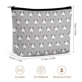 Generic Bull Terrier Makeup Bag, Waterproof Portable Pouch Open Flat Toiletry Bag Makeup Organizer for Traveling, style-4-12