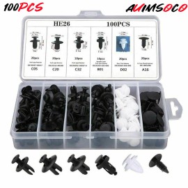 AUIMSOCO 100PCS Clip Trim Auto Push Pin Rivet Bumper Panel Door Retainer Fastener Kit