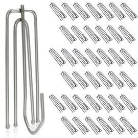 RNXSIB Pack of 20 Stainless Steel Curtain Hooks, Metal Curtain Hooks, Curtain Hooks, Curtain Hooks with 4 Prongs, Curtain Hooks for Window Curtains, Door Curtains and Shower Curtains