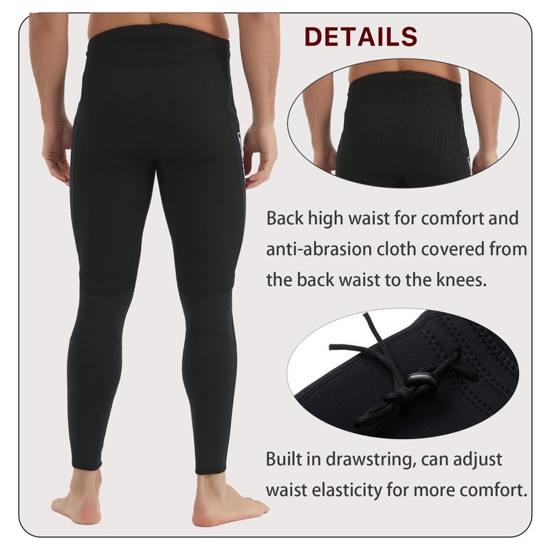 Lemorecn Wetsuits Pants 3mm Neoprene Swimming Canoeing Pants(UK1031-S）