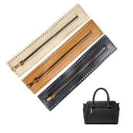 3 Colors PU Leather Zipper Sewing Accessory 27cm Handbag Metal Separating Zippers Frames Bags Accessories for DIY Knitted Crochet Bag Shoulder Bag Wallet Clothing Making Sewing Craft Project
