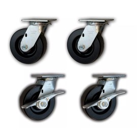 Unbranded/Generic 6" x 2" Heavy Duty Swivel Casters w/ Phenolic Wheels 4800# (4 PK; 2 with brakes)