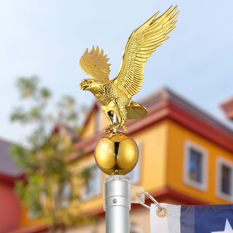 HeyJiaYu Eagle 14" Flagpole Topper for 20ft,25ft,30Ft Telescopic Flagpoles, Flag
