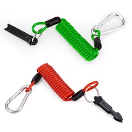 lasuroa 2pcs Trailer Brake Away Cables, 4ft High Rebound Spring Coiled Breakaway Cables with Latch Safety Emergency Breakaway Switch Towing Wire for RV Trailer Camper (Red, Green)