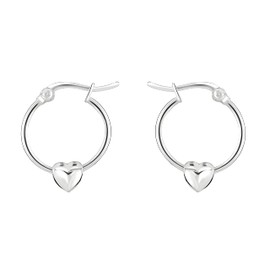 Dew Sterling Silver Heart Puff Hoop Earrings