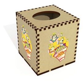 Square 'Popcorn Cartoon' Wooden Tissue Box Cover (TB00064827)