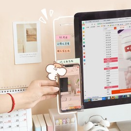 2 Pack Computer Monitor Memo Board, Monitor Message Board Office Desk Accessories, Monitor Sidewall Computer Sticky Notes Holder, Office Supplies for Women and Men (Left and Right)