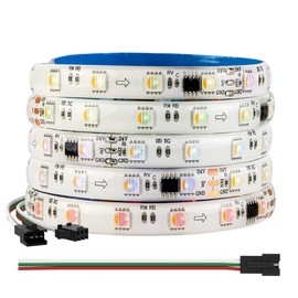 BTF-LIGHTING WS2814 4in1 RGBW Addressable LED Strip 5050SMD RGB+Warmwhite 5050SMD+WS2814RGBIC 5M 300LEDs DC24V PCB White IP65 Waterproof Dreamcolor for Homedecoration DIY-Project