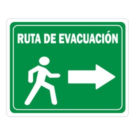 Genérico Monsterprint Señalamiento Letrero Ruta de Evacuación Derecha, 25x20 cm. Impresión HD directa en estireno con tintas UV. Incluye cinta doble cara industrial, listo para instalar.