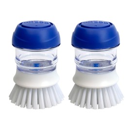 CELOX Dish Scrub Brush with Soap Dispenser, Palm Brush Kitchen Brush for Dish Pot Pan Sink Cleaning, Soap Dispensing Palm Brush, Pack of 2, Blue