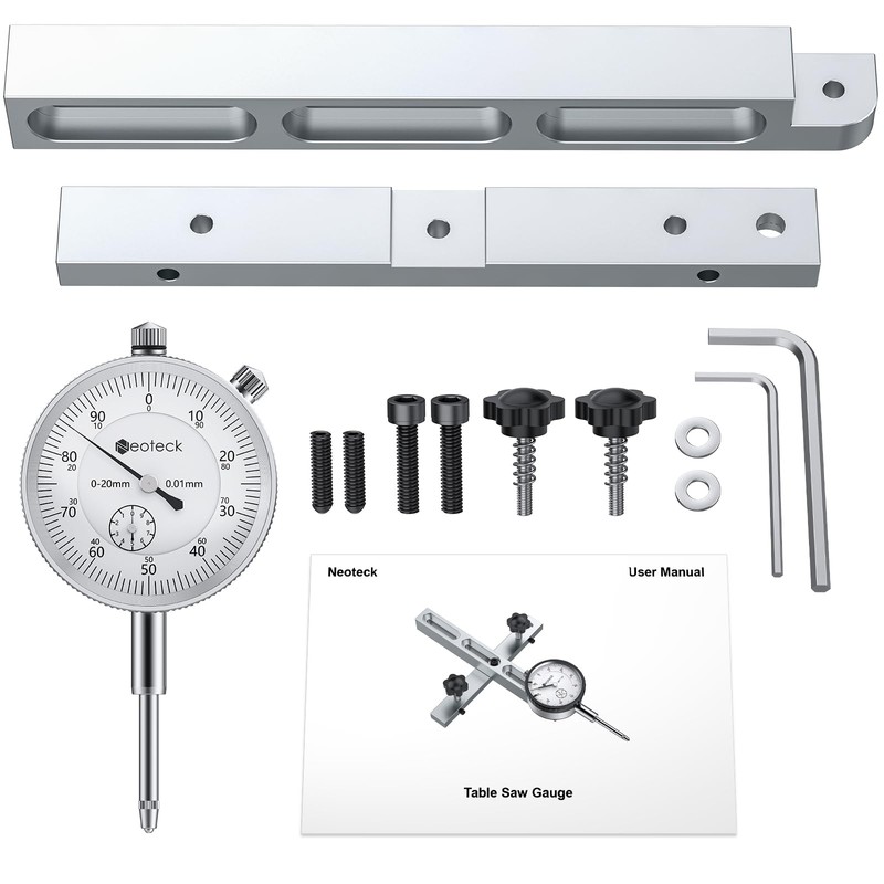 Neoteck 0-20mm Dial Indicator Table Saw Gauge with 0.75inch Width