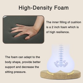 OVOV Chair Cushions for Dining Chairs Set of 4 Windsor Seat Cushion for Kitchen Room Chair Thick Textured Chair Pads with Ties and Non-Slip Bottom(16x15 Inch Beige)