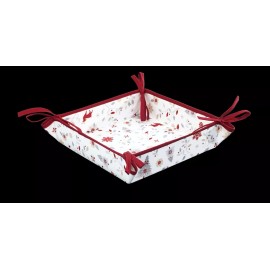 Tissus Toselli French Provencal Cotton Bread Basket Edelweiss Reindeer's Holly Made In France