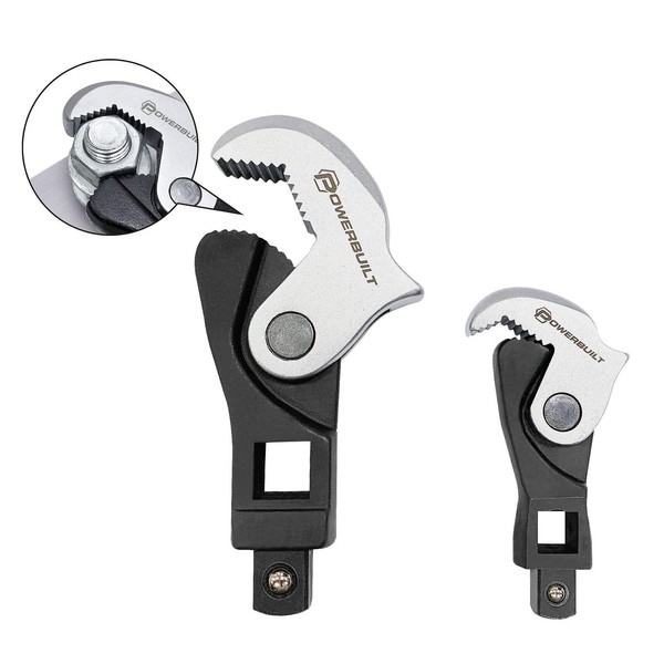 Powerbuilt 2 Piece Spring-Loaded Crowfoot Wrench Set, Adjustable, Auto Size,
