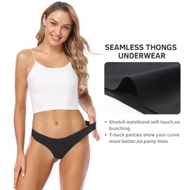 Wealurre Women's Microfiber Low Rise No Show Thong Pantie(Black,M)