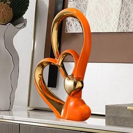 ODMYZG Double Heart Ornament, Double Heart Ceramic Statue, Home Decoration, Creative Home Decoration, Gift, Office, Living Room, Decoration, Souvenir, Suitable for Gift