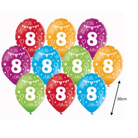 Libetui 10 Strong Coloured Balloons, 30 cm, Decoration for a Children’s Birthday Party with Birthday Number Print