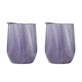 Cambridge Purple 2 Pack of 12 oz Geode Decal Stainless Steel Wine Tumblers, 0