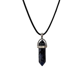 VIE VIE Double Point Pencil Pendant, Black String (Sodalite)
