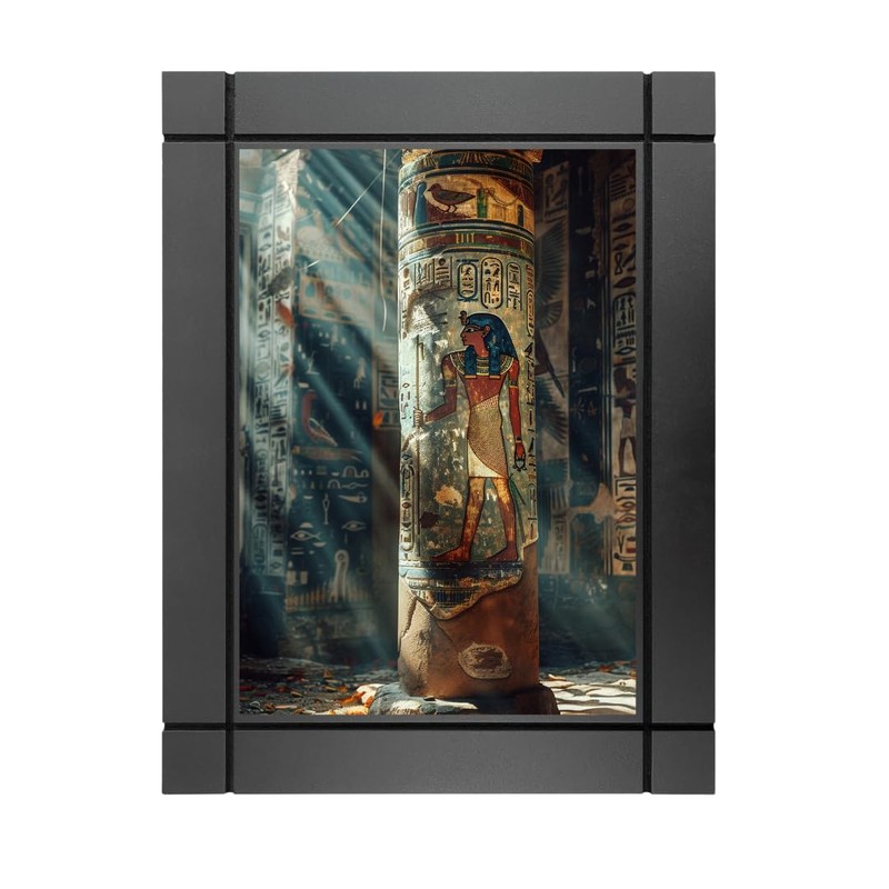 CUADRO DECORATIVO DE MADERA PILAR PARED EGIPCIA CON JEROGRÍFICOS