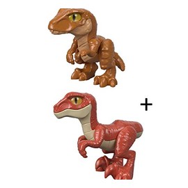 Imaginext Jurassic World T Rex Dinosaur + Imaginext Jurassic World Raptor Figures GIFT SET Bundle
