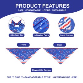 WoffBow Small 4th of July Dog Bandana: Reversible American Flag Breathable Scarf for Small Dogs - Patriotic Parades Pool Party Puppy Accessories (1-Pack)