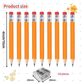 Adhere 25pcs Golf Pencils with Eraser Pre sharpened Hexagon half Wooden Pencils Graphite 2B for Golf Event Scoring,Classroom,Wedding,Company Meetings,Pew, Pocket (Orange)