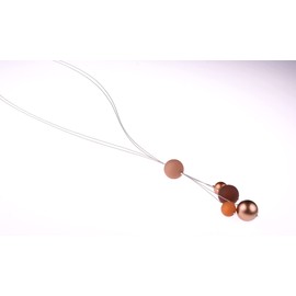 Adi-Modeschmuck Long Necklace "Nina", 90 cm Long, Two-Strand Necklace without Fastening, Made Of Polaris Beads and Metallic Painted Acrylic Beads, Handmade in Berlin.