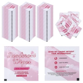 100Pcs Travel Deodorant Wipes, Travel Size Mini Deodorant Wipes Individually Wrapped Wipe Women Sweat Block Wipe, for Woman Wet Flushable Armpit for Body Cleaning Rose