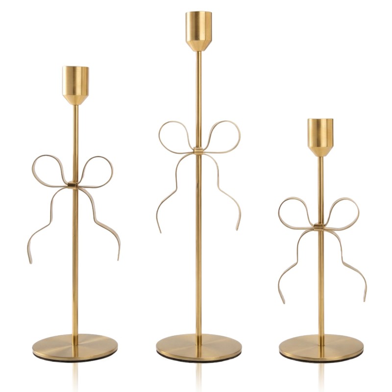 Bow Candle Holder - Bow Candlestick Holder Set of 3