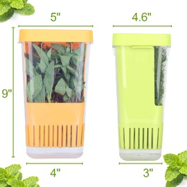 LAWNFUL 3 Pack Fresh Herb Keeper for Refrigerator, Clear BPA-Free Herb Saver, Storage Container for Cilantro, Parsley, Thyme, Mint & Asparagus, Preserver Keeps Fresh Herbs, Green & Blue & Orange