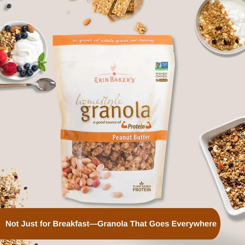 Erin Baker's Homestyle Granola Cereal with Ancient Grains, Peanut Butter