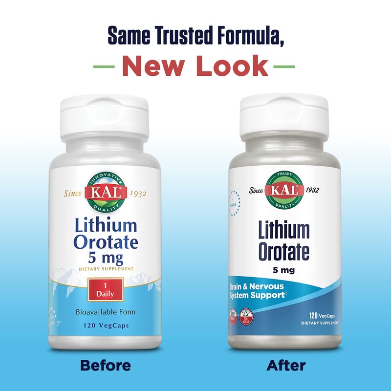 KAL Lithium Orotate 5 milligrams | Low Serving Of Chelated