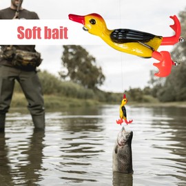 Top Water Duck Fishing Lures - Sinking Soft Lure | Duck Topwater Fishing Lure with Splashing Feet for Bass Trout Crappie