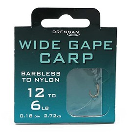 Drennan Hooks to Nylon Wide Gape Carp Barbless