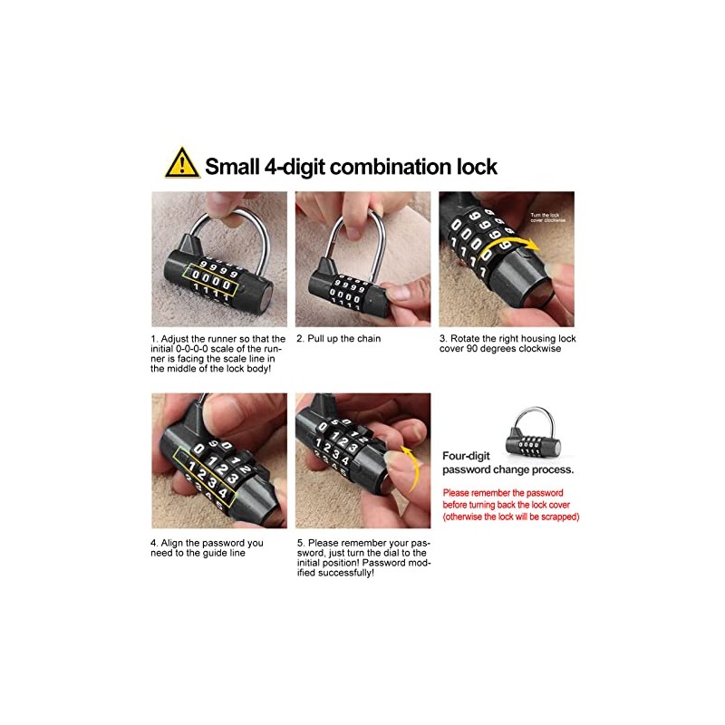 Sonew Gym Locker Padlocks, 4 Dial Digit Code Combination Padlock,