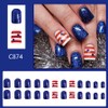 24Pcs 4th of July Press on Nails Short Square Independence